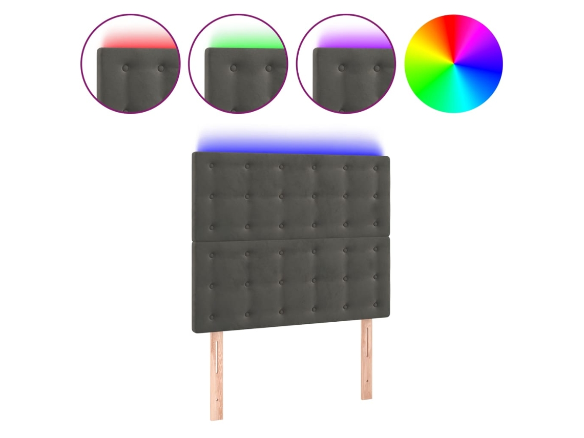 Cabeceira de Cama com Led Veludo Cinza Escuro MAISON EXCLUSIVE (100x5x118 cm)
