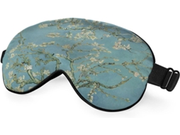 Máscara de Dormir de Seda Macia com Estampa Floral Verde Inspirada em Van Gogh, Ideal para Viagens Aéreas. Perfeita para Homens, Mulheres AQUAFORGE