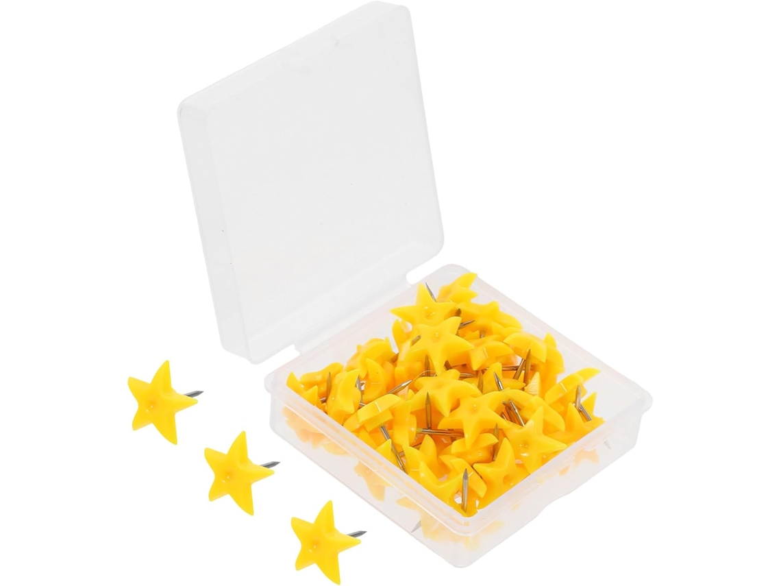 Tachinhas decorativas em formato de estrela amarela da Ukcoco, pacote com 100 unidades, de plástico e ferro.