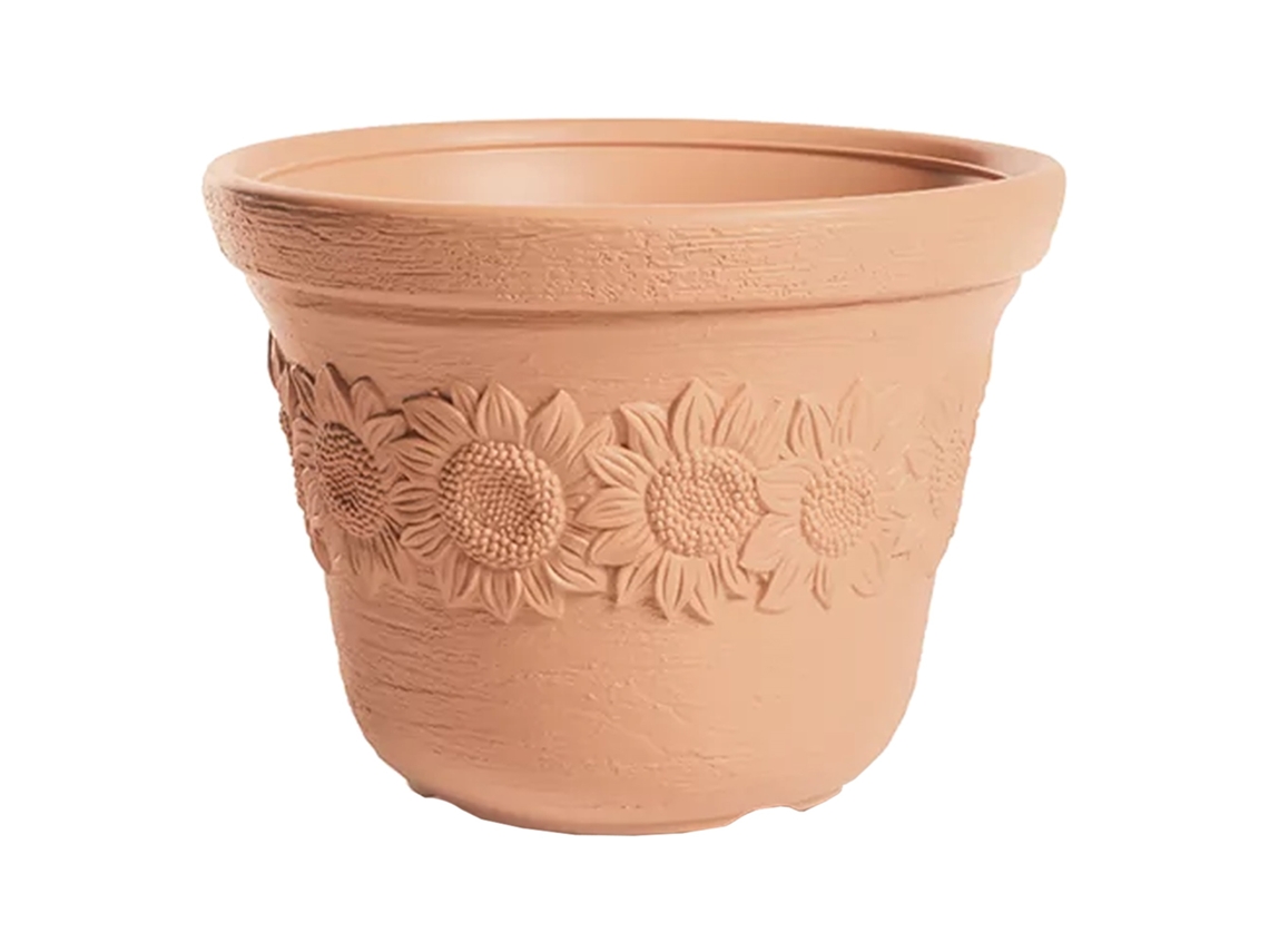 Vaso De Flores Sunny 34l, Dimensões (mm) 460x460x353, Cor Tijolo.