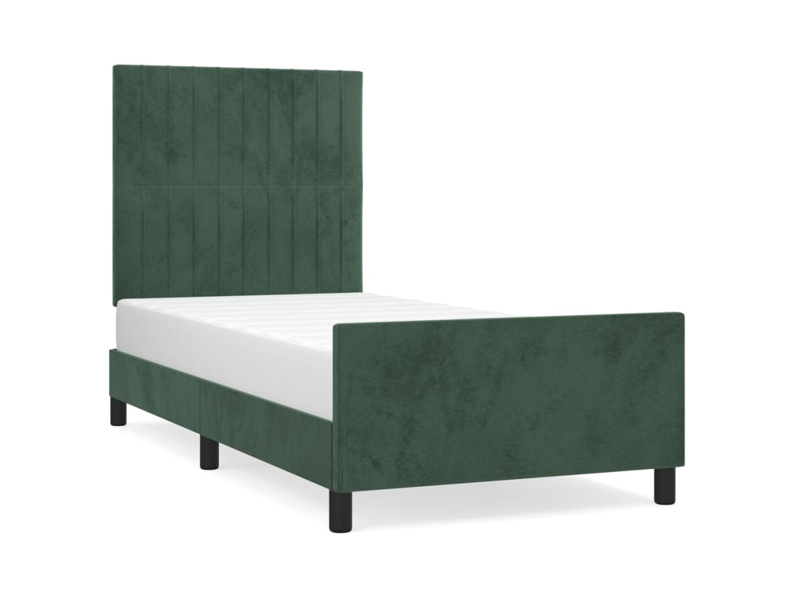 Bed Frame With Headboard, Bed Frames With Headboards Vidaxl Verde Veludo (90 X 190 Cm)