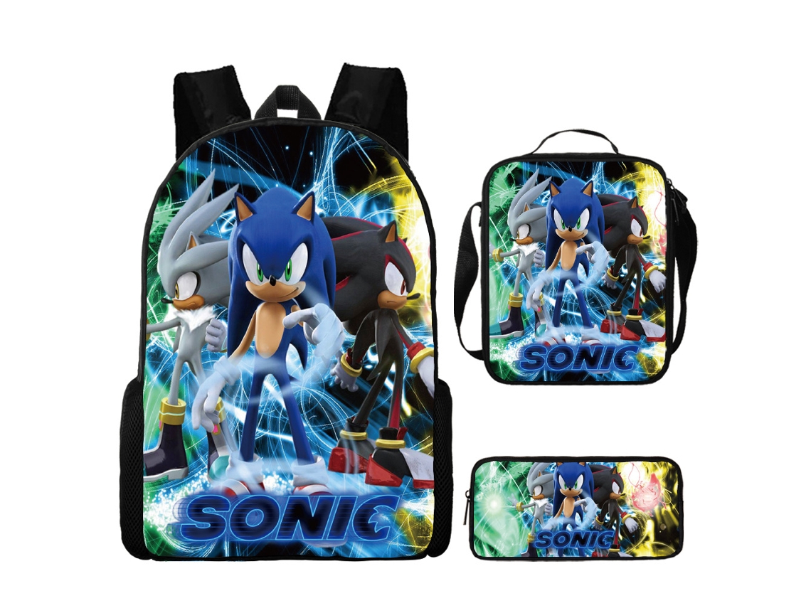 Conjunto Escolar 3 Peças, Estampa De Desenho Animado Com Mochila, Estojo E Bolsa De Ombro