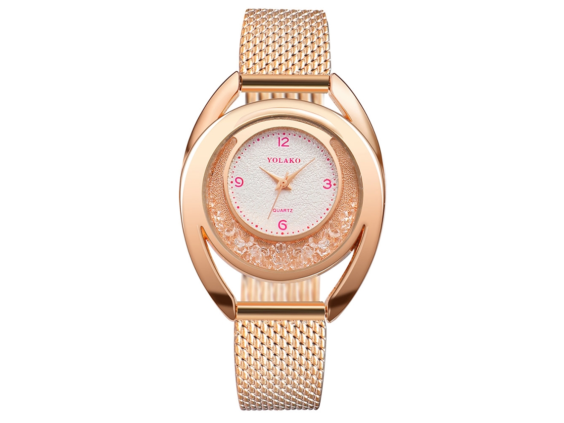 Relógio de Pulso Feminino Simples Yolako de Liga e Plástico com Quartzo Rosa