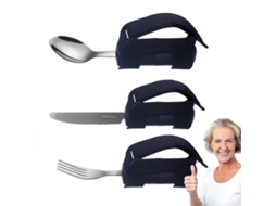 Conjunto De Talheres Adaptáveis ​​com Alças Ajustáveis, Colher E Garfo Em Aço Inoxidável Para Idosos.