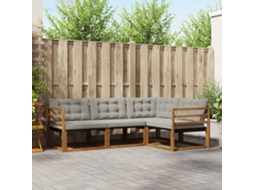 Vidaxl Conjunto De Sofás Para Exterior 4 Unid. Cinza Natural E Claro