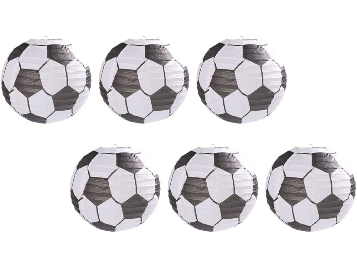Jojofuny Conjunto De 6 Lanternas De Papel Brancas Em Formato De Bola De Futebol, Decoração Suspensa Para E Diy