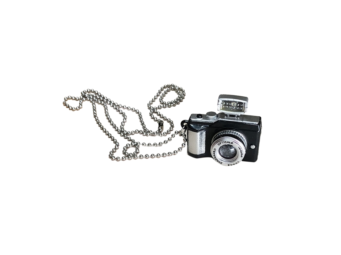 Colar com pingente luminoso de câmera estilo hip hop para homens e mulheres, preto.