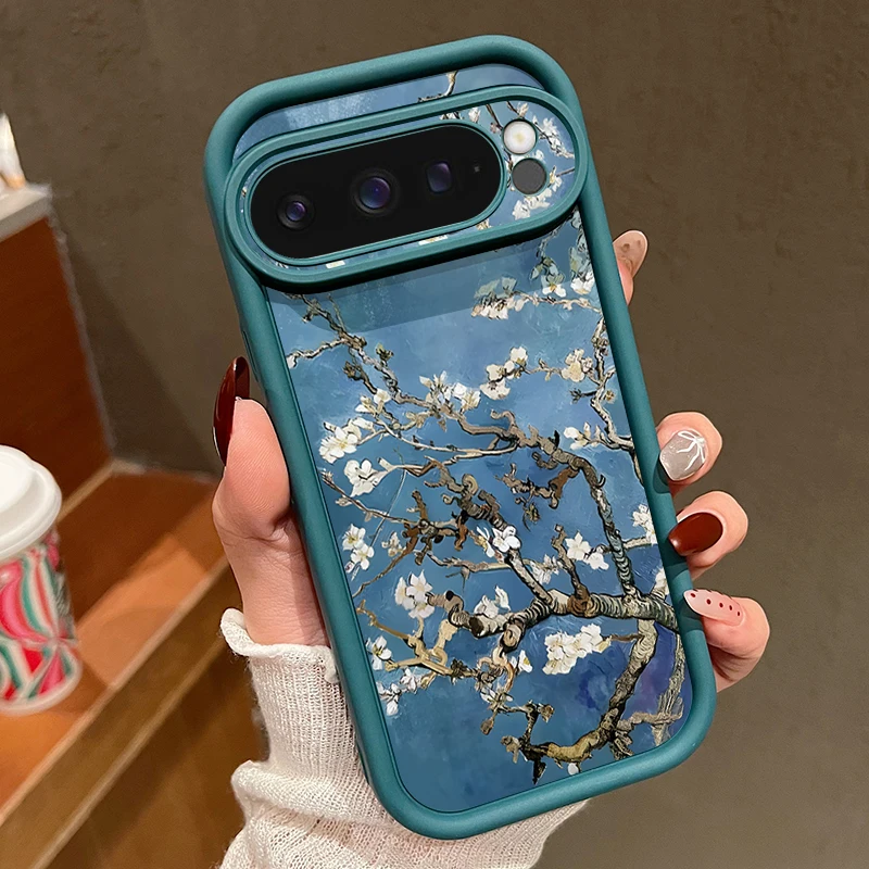 (azul) Capa De Celular Google Pixel 8 Pro Em Tpu Macio Com Estampa Floral Branca
