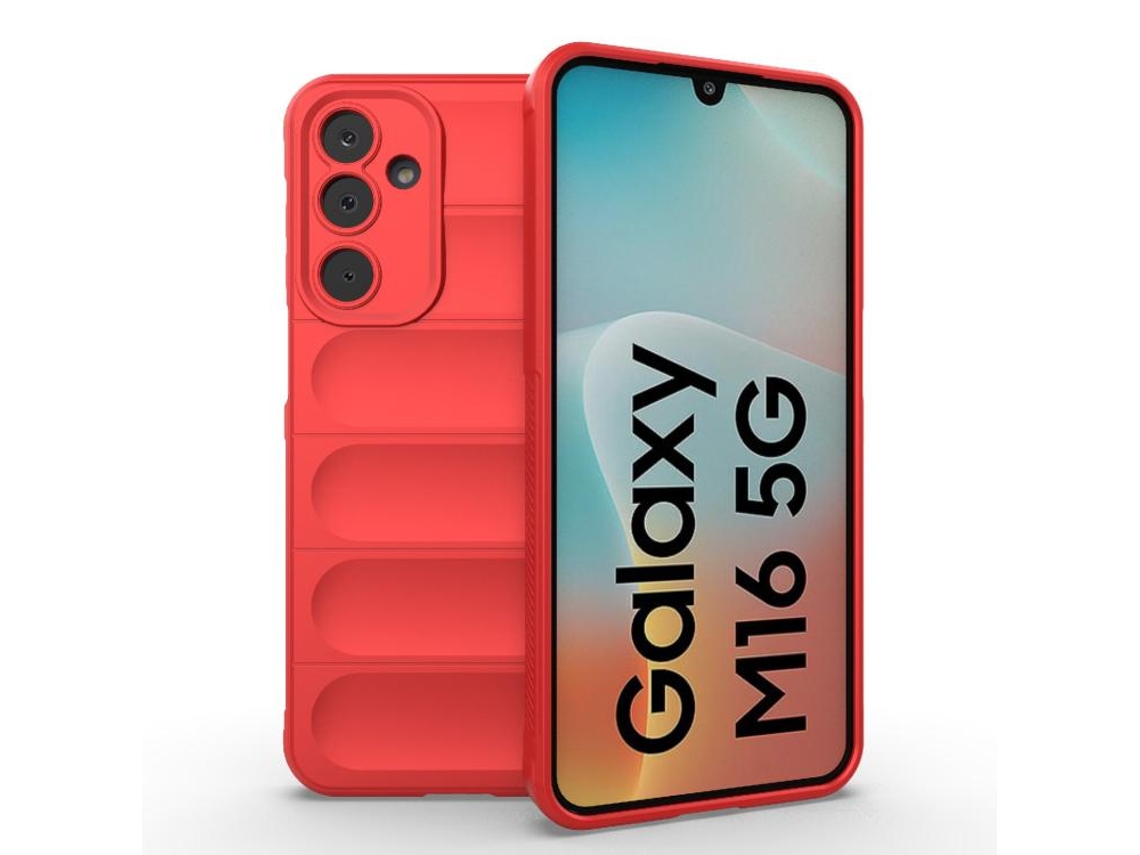 Capa Halinuia Para Samsung Galaxy M16 5g Magic Shield Tpu Flanela Vermelha (proteção Integral, Interior Em Flanela)