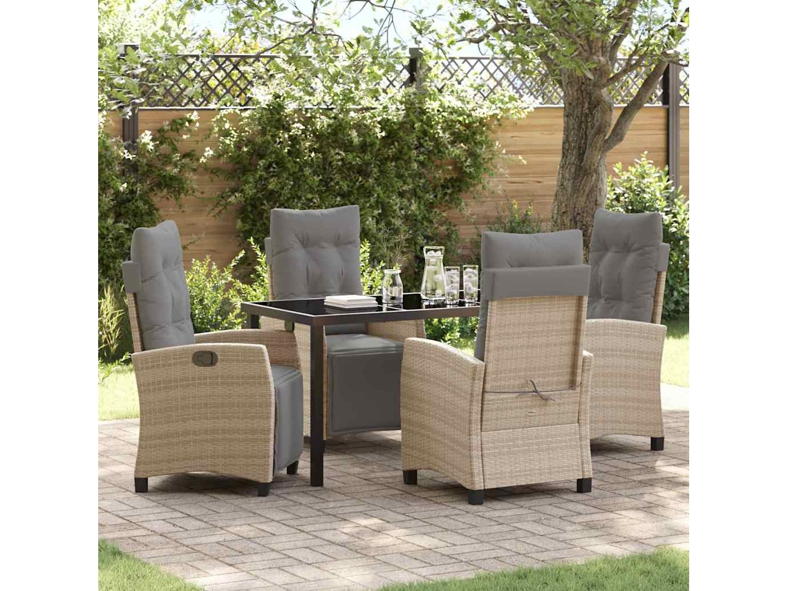 Vidaxl Conjunto De Jantar Para Jardim 5 Unid. Bege Vime Pe