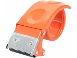 Seladora de embalagens metálicas de 48 mm com sistema anti-reversão, suporte e cortador de rolo adesivo.
