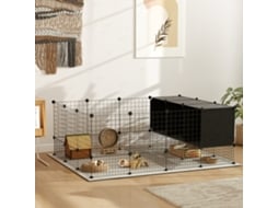 Recinto Modular para Pequenos Animais com 39 Painéis e 3 Abrigos