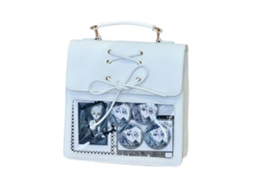Mochila Feminina Colegial Com Laço, Estilo Itabag Japonês, Com Bolso Transparente E Visor Para Alfinetes, Em Couro Pu, Transversal, Branca.