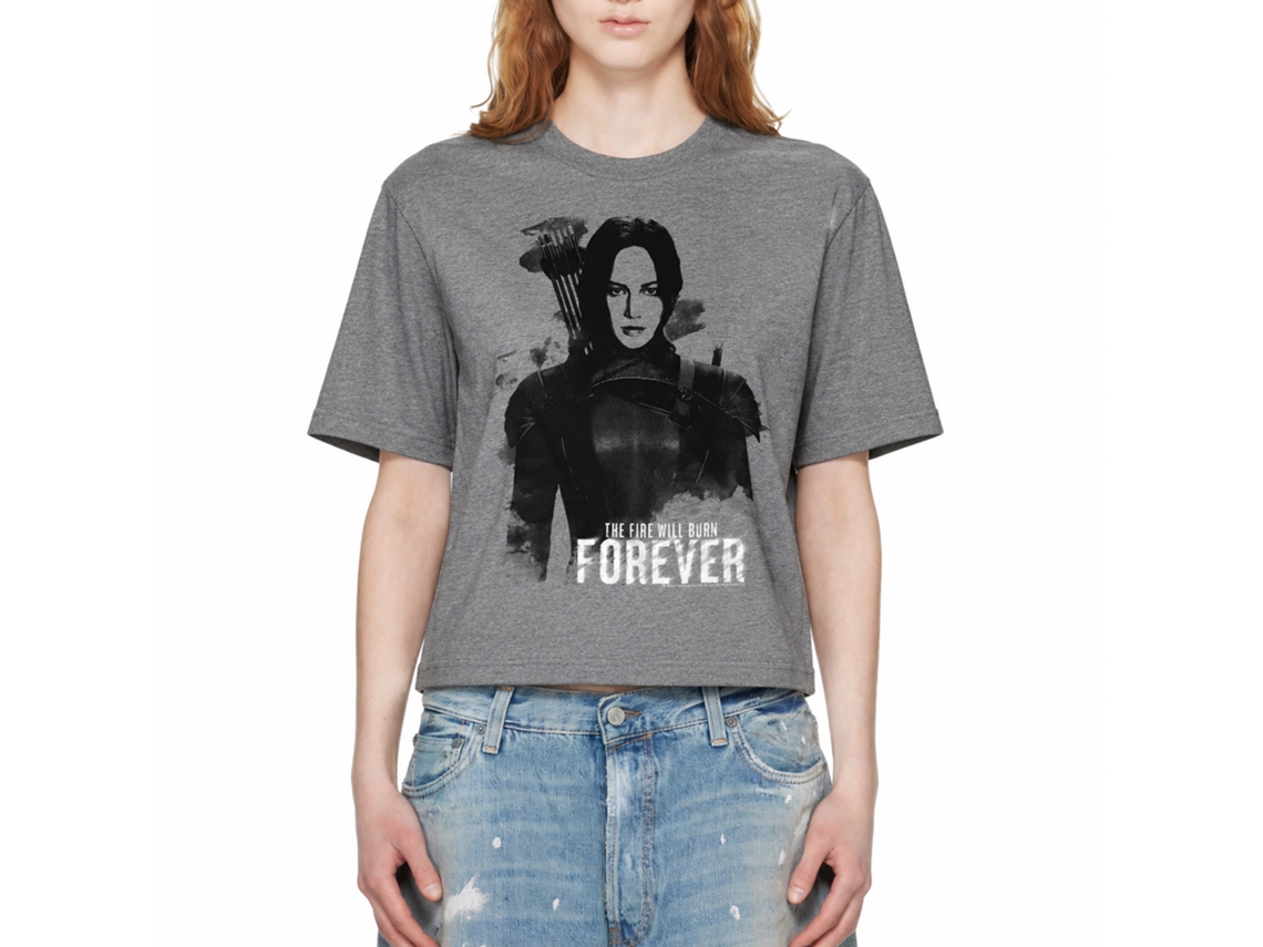 Rockinstone Hunger Games Movie Katniss Burn Forever Solid Graphite Adult T-shirt Size:xxl