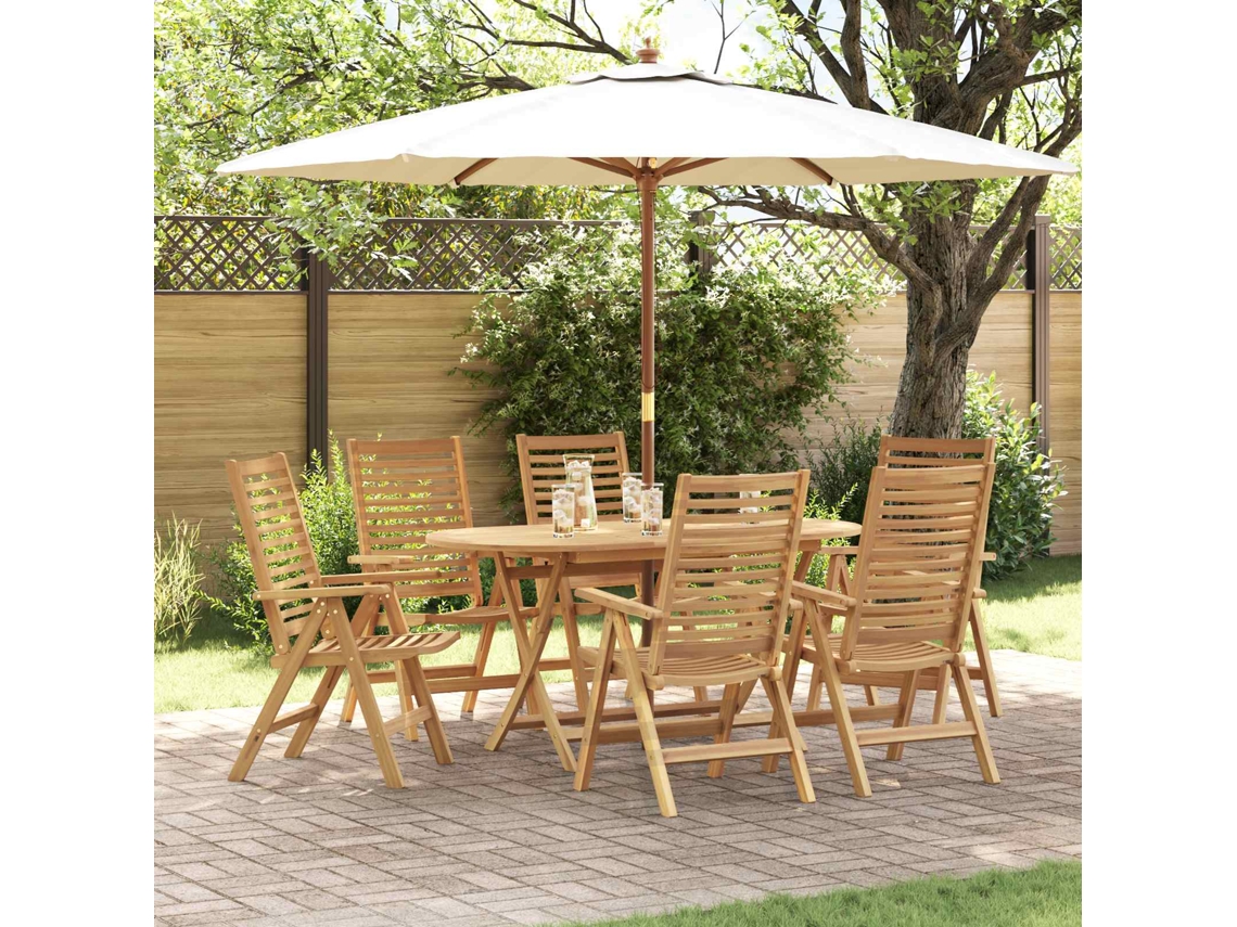 Vidaxl Conjunto De Jantar Para Jardim 7 Pcs Castanho