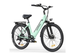 Milecity 1 Bicicleta Elétrica 26 Motor 250w Bateria Removível 36v 13ah Autonomia 100km Shimano 7 Velocidades, Verde Hillmiles