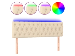 Cabeceira de Cama com Luzes Led Tecido Cor Creme MAISON EXCLUSIVE (160x7x78 cm)