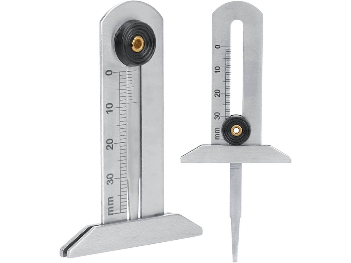 Medidor de Profundidade de Dibujo de Neumático, 0-30mm, aço inox, escala clara, compacto e durável | S/MARCA