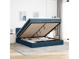 Vidaxl Estrutura De Cama Otomana Com Colchão 200x200 Cm Azul Escuro
