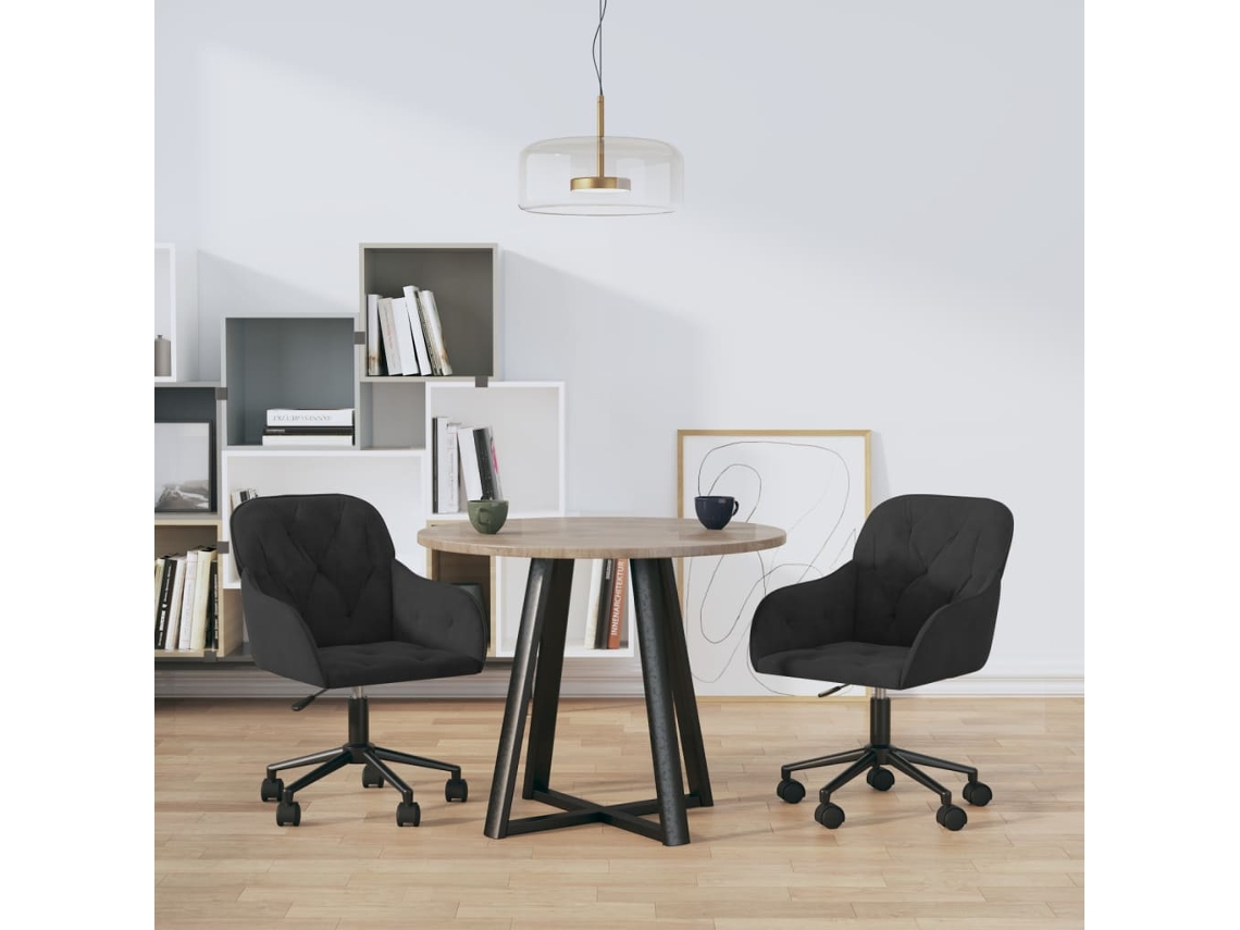 Vidaxl Cadeiras De Jantar Giratórias 2 Pcs Veludo Preto