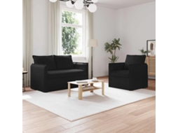 Vidaxl Conjunto De Sofás 2 Pcs Preto 136 X 82 X 85 Cm Tecido