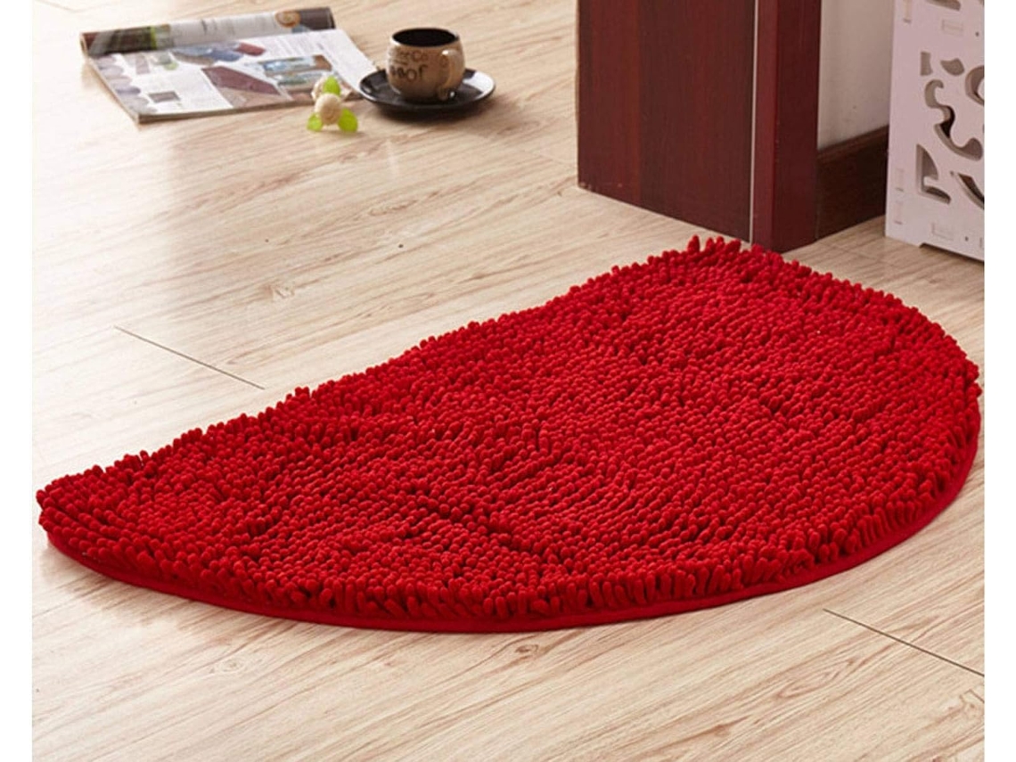 Tapete De Banho Meia Lua Em Chenille Absorvente 60x90cm Vermelho