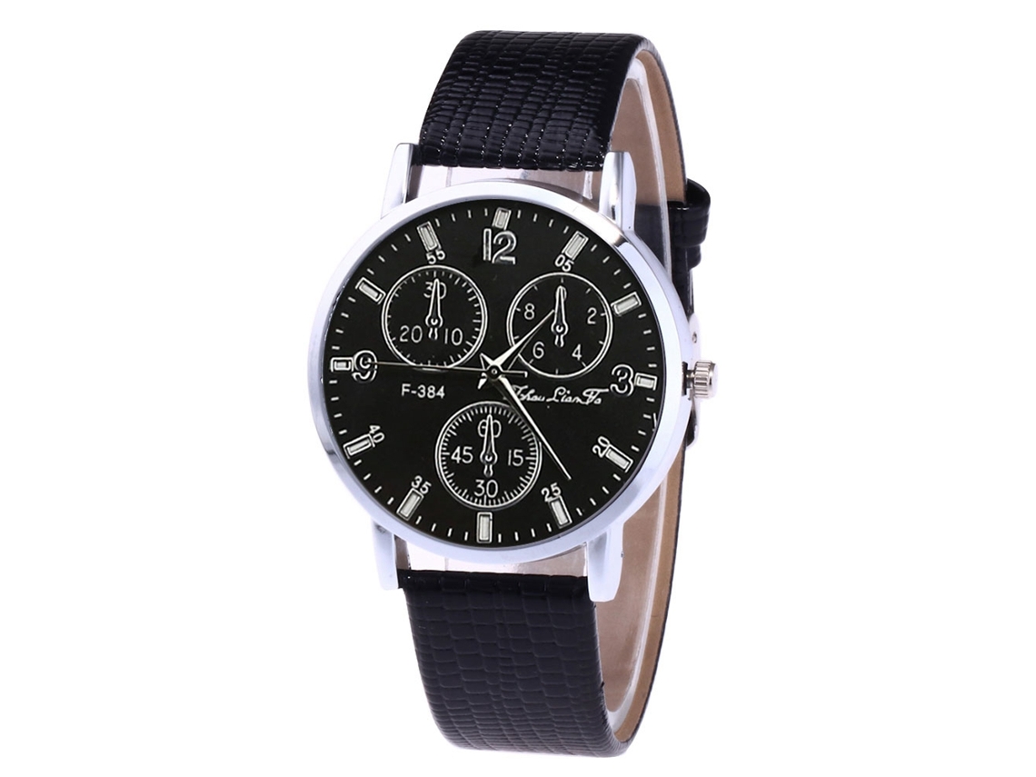 Reloj De Cuarzo Con Correa De Cuero Pu Para Parejas, Dial Redondo Simple, Casual (negro)