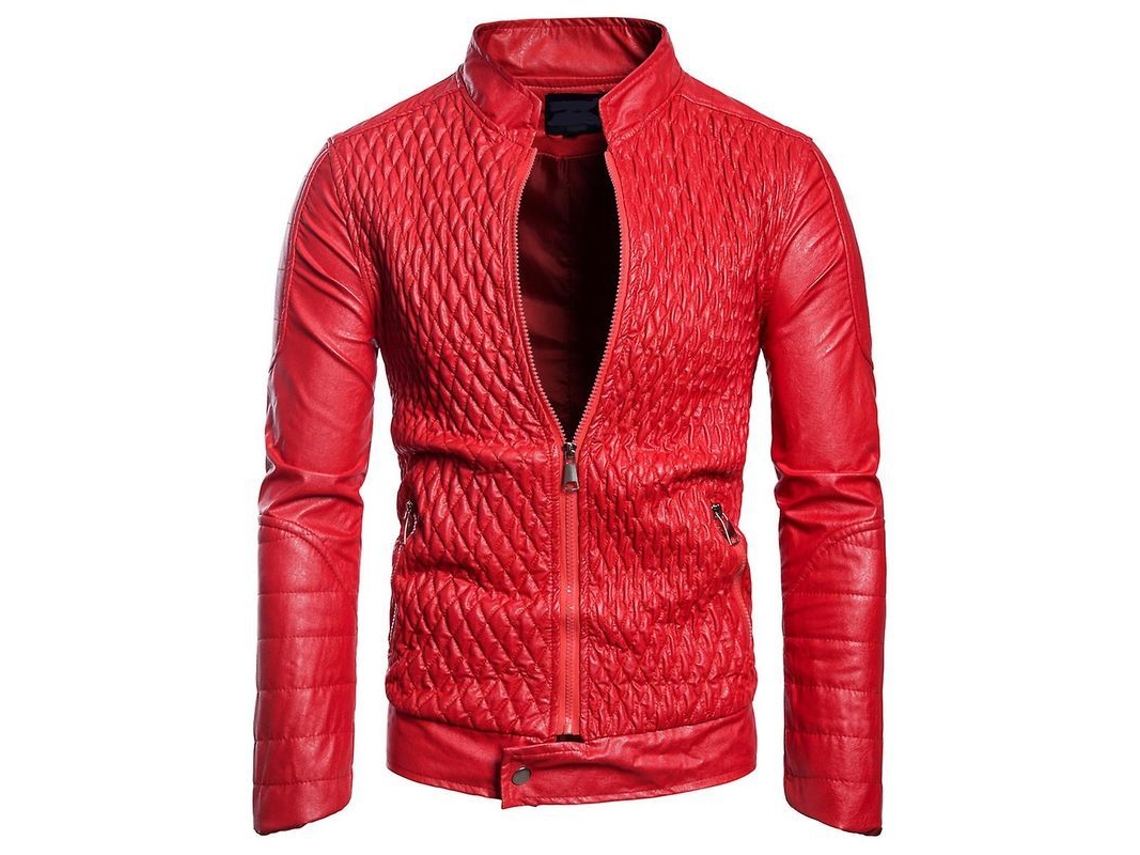 2026 chaqueta de Moto de Cuero Falso Con Cuello Alto para Hombre Mystdiy