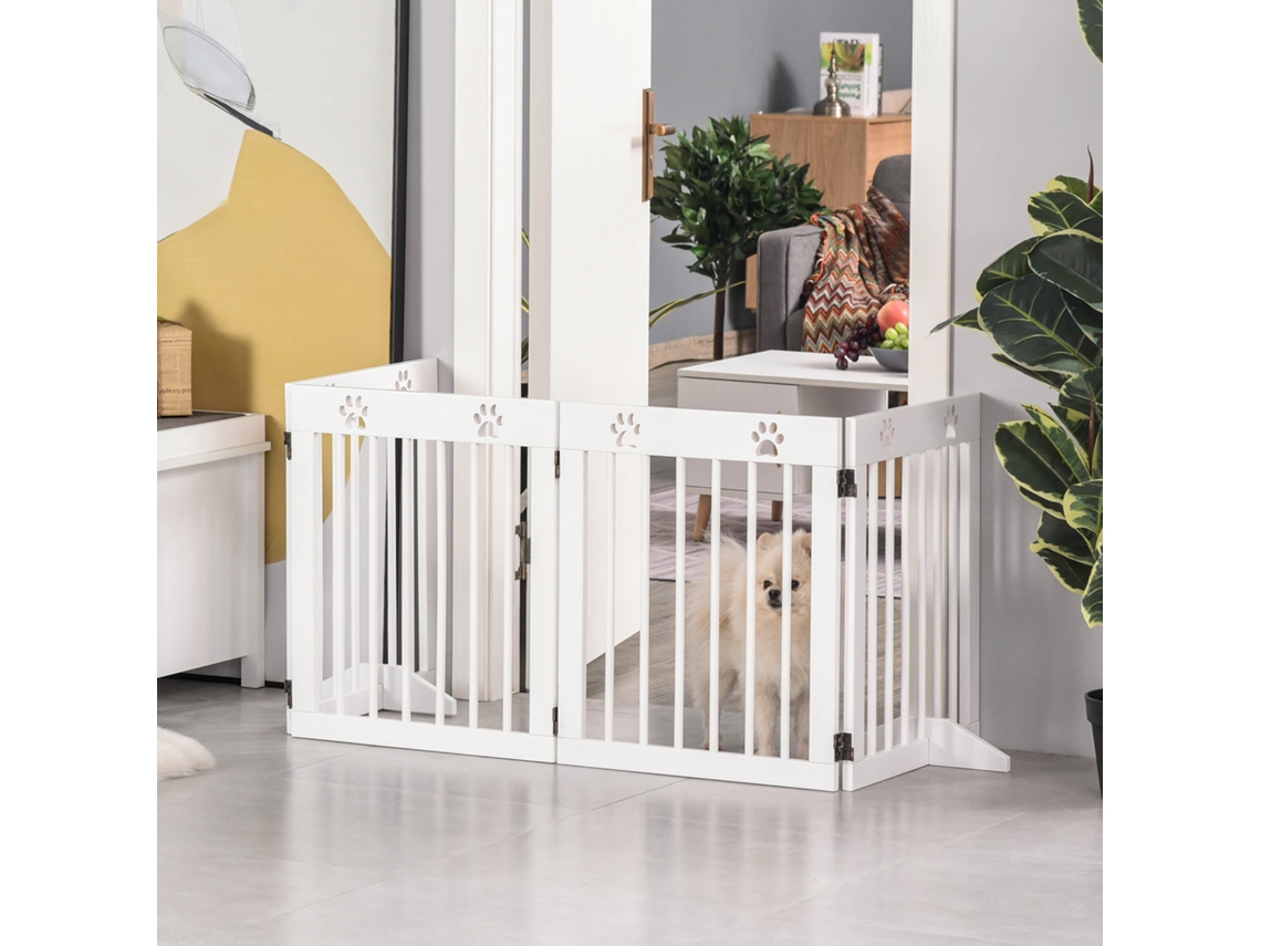 Barreira de Segurança Dobrável Grade Proteção 4 Painéis com Pés P/ Portas Escadas Corredor 204x30x61cm Branco
