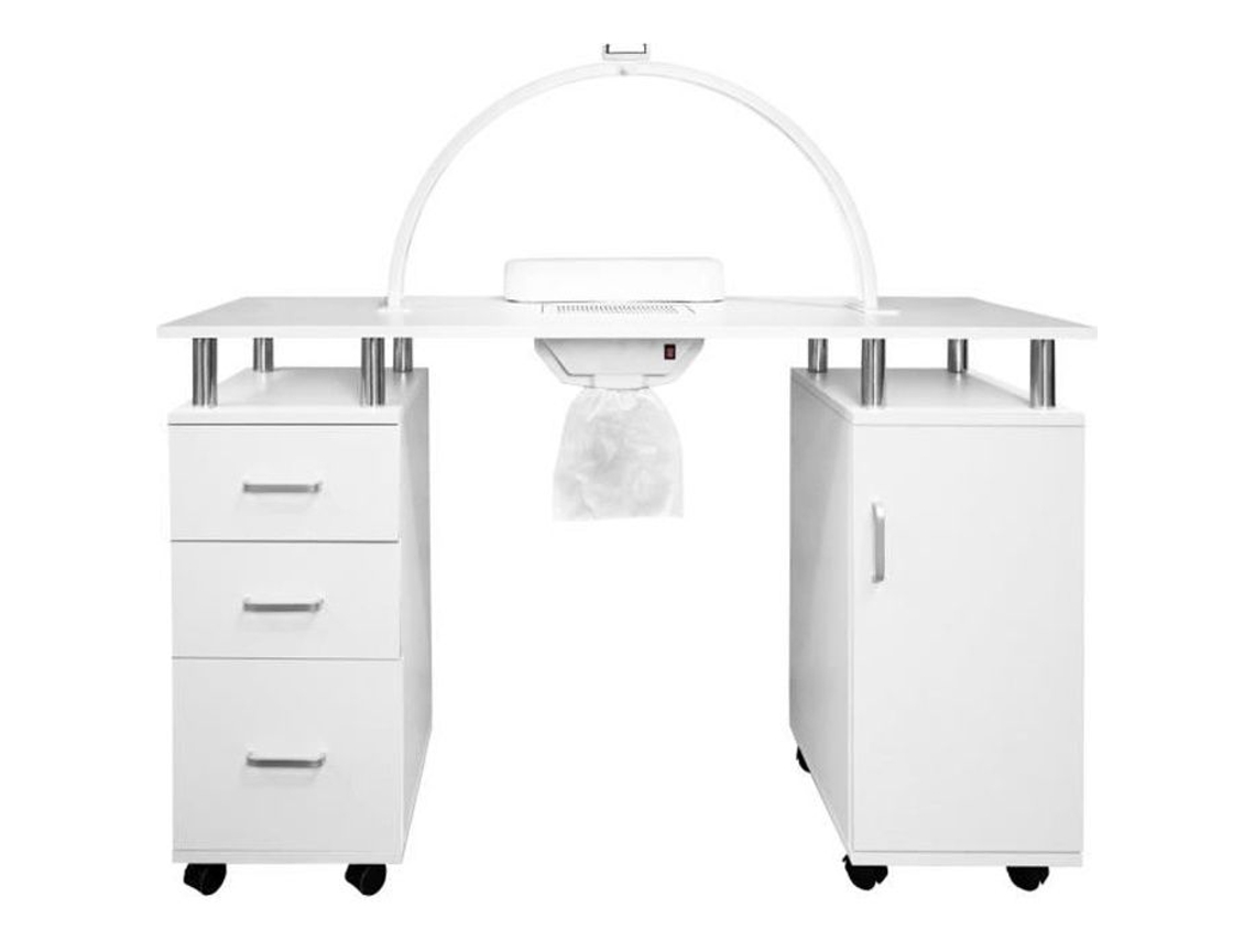 Mesa de Manicure Profissional e Candeeiro LED Meia Lua 75cm Salão de Beleza Monstershop Institute