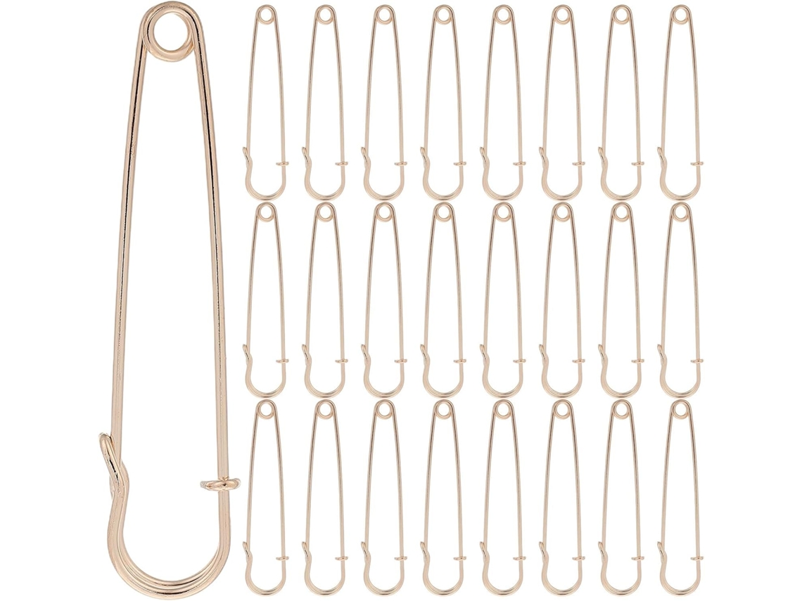 Conjunto De 50 Alfinetes Segurança Metal Dourado 75mm Para Roupas Delicadas E Colchas, Superfície Lisa, Sem Rebarbas