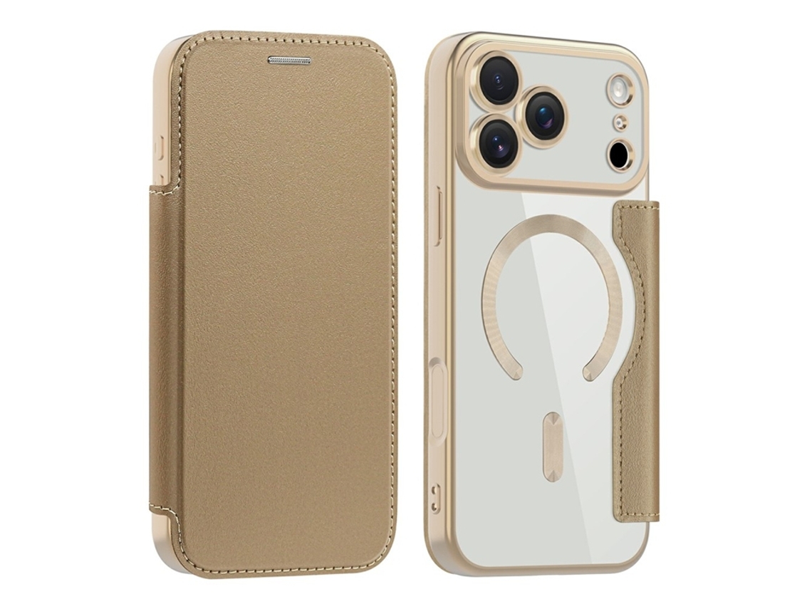 Capa Carteira Amorus Para Iphone 17 Pro Com Proteção Magsafe Rfid - Dourada