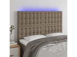 Cabecero con LED Tela 144x5x118/128 cm Gris-marrón