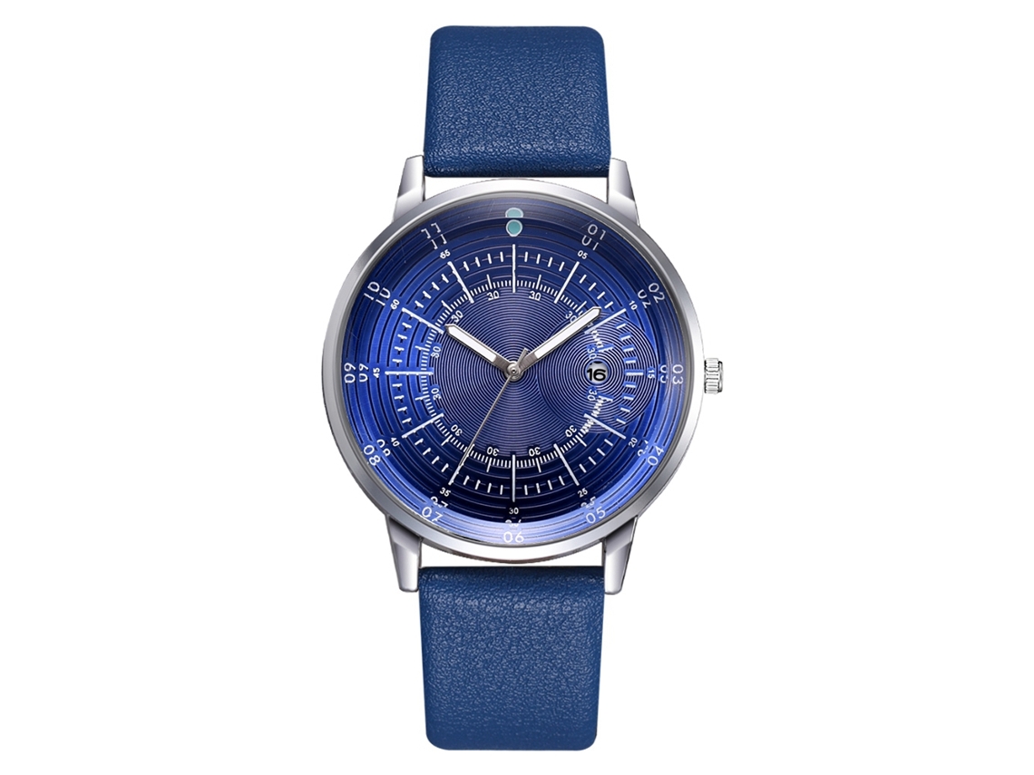 Relógio de Pulso Masculino de Quartzo com Pulseira de Couro Pu e Calendário Estilo Conciso