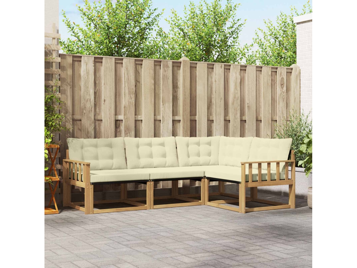Vidaxl Conjunto De Sofás Para Exterior 4 Unid. Branco E Creme