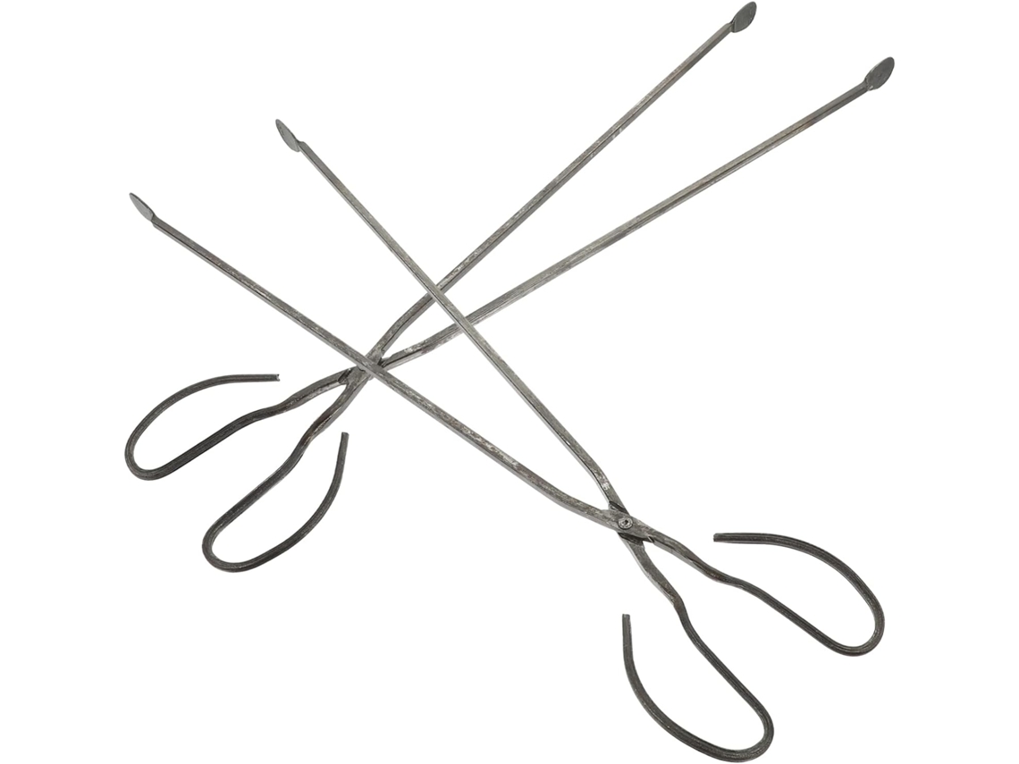 Conjunto De 2 Pinças Ferro Reutilizáveis Para Carvão Popetpop, Pinças Manuais Com Cabo Longo Para Lareira E Fogueira