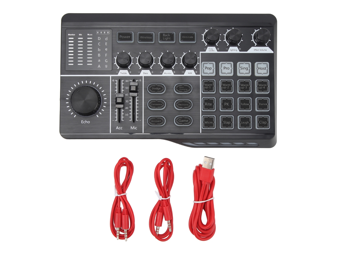 Placa de som USB profissional de 1200mAh para transmissões ao vivo, jogos e estúdio.
