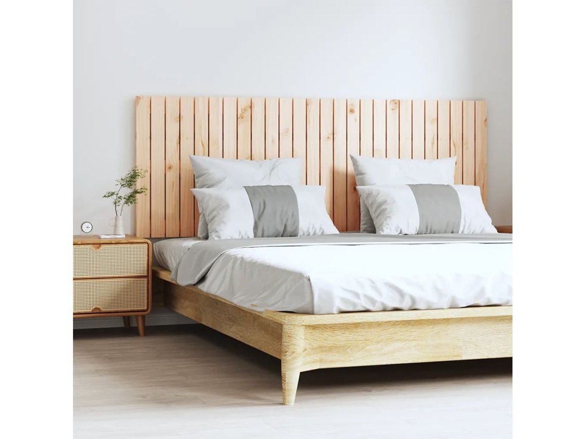 Cabecero de pared de madera maciza de pino de 166 x 3 x 60 cm