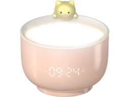 2026-reloj Despertador Para Niñas Gatito Bonito Con Luz Nocturna Led Y Función Snooze Carga Usb Rosa