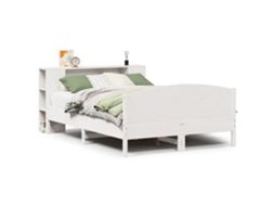 Cama com Estante Pinho Maciço Branco MAISON EXCLUSIVE (160x200 cm)