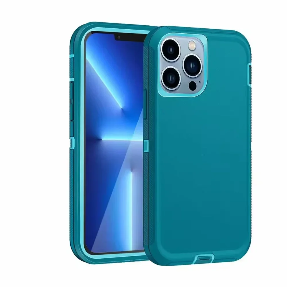 (azul Celeste, Iphone 13 Pro Max) Capa Protetora 3 Em 1 Para Iphone, Resistente A Impactos E Com Padrão Militar.