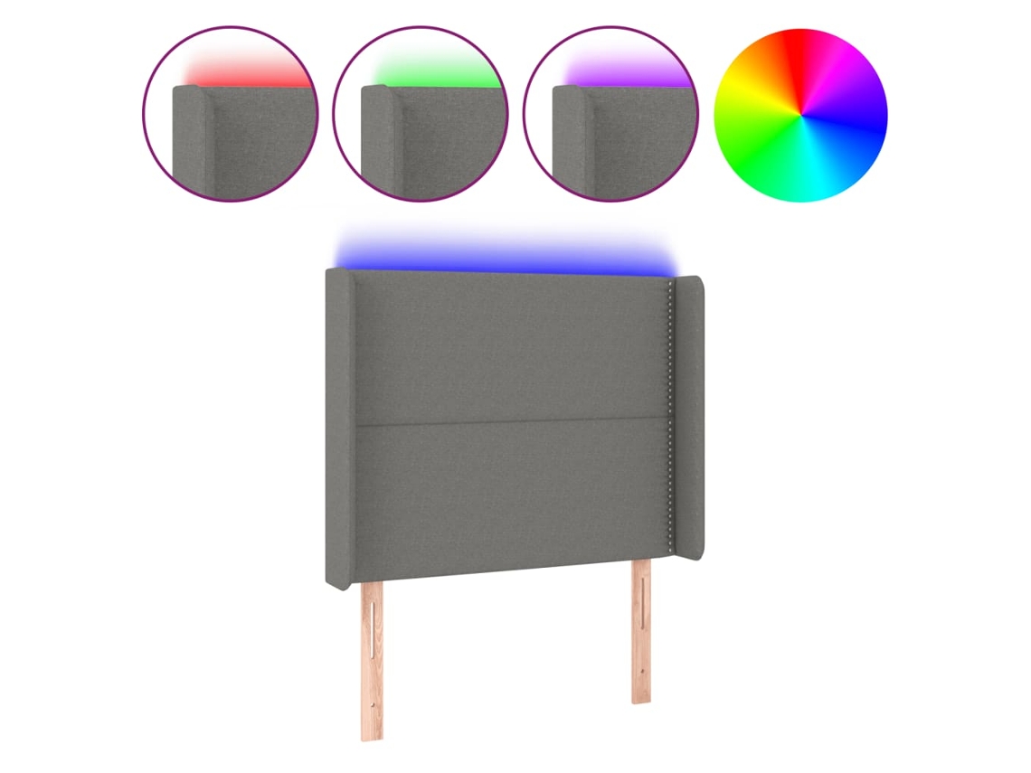 Cabeceira de Cama com Led Tecido Cinza Escuro MAISON EXCLUSIVE (103x16x118 cm)