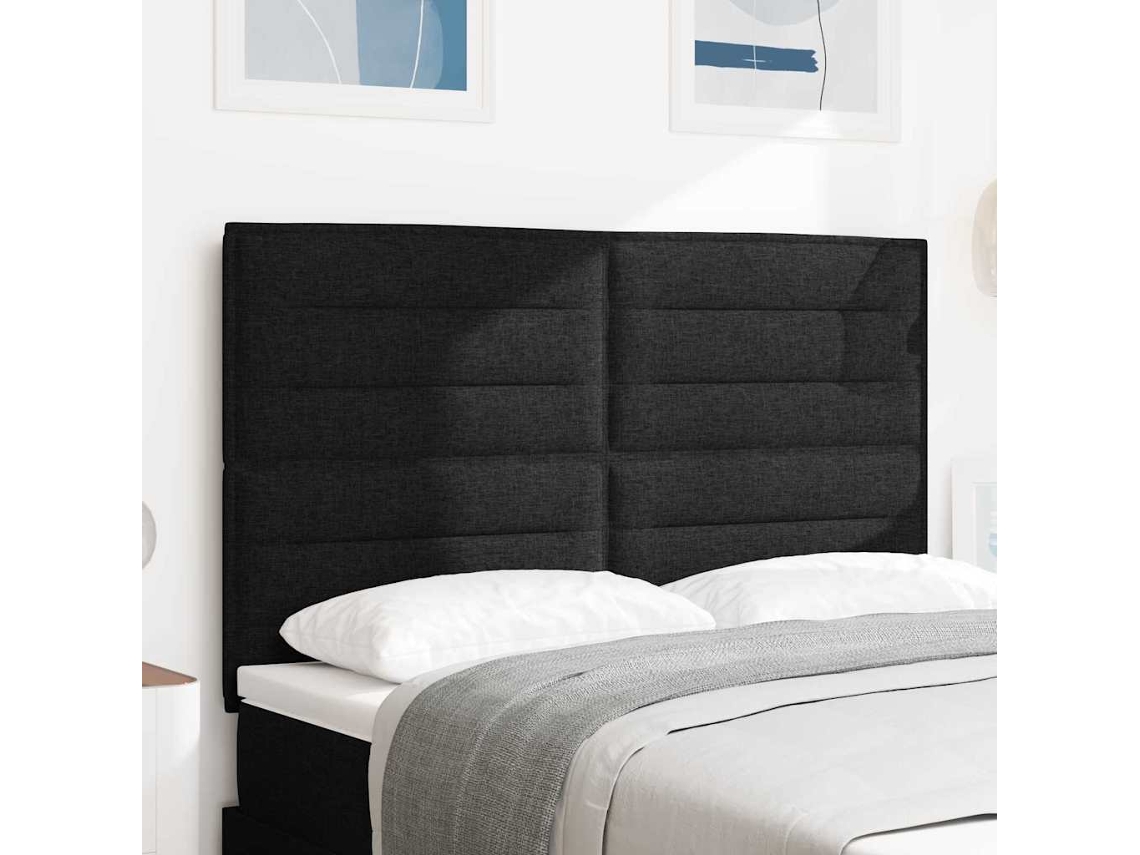 Vidaxl Cabeceira Led com Fitas Led com Cabeceira Preto 144 Cm Tecido