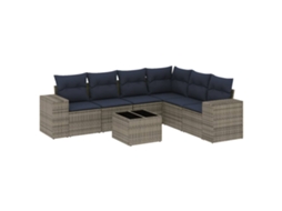 Conjunto de Sofá de Jardim, 7 Peças, Almofadas, Rattan Cinza MAISON EXCLUSIVE