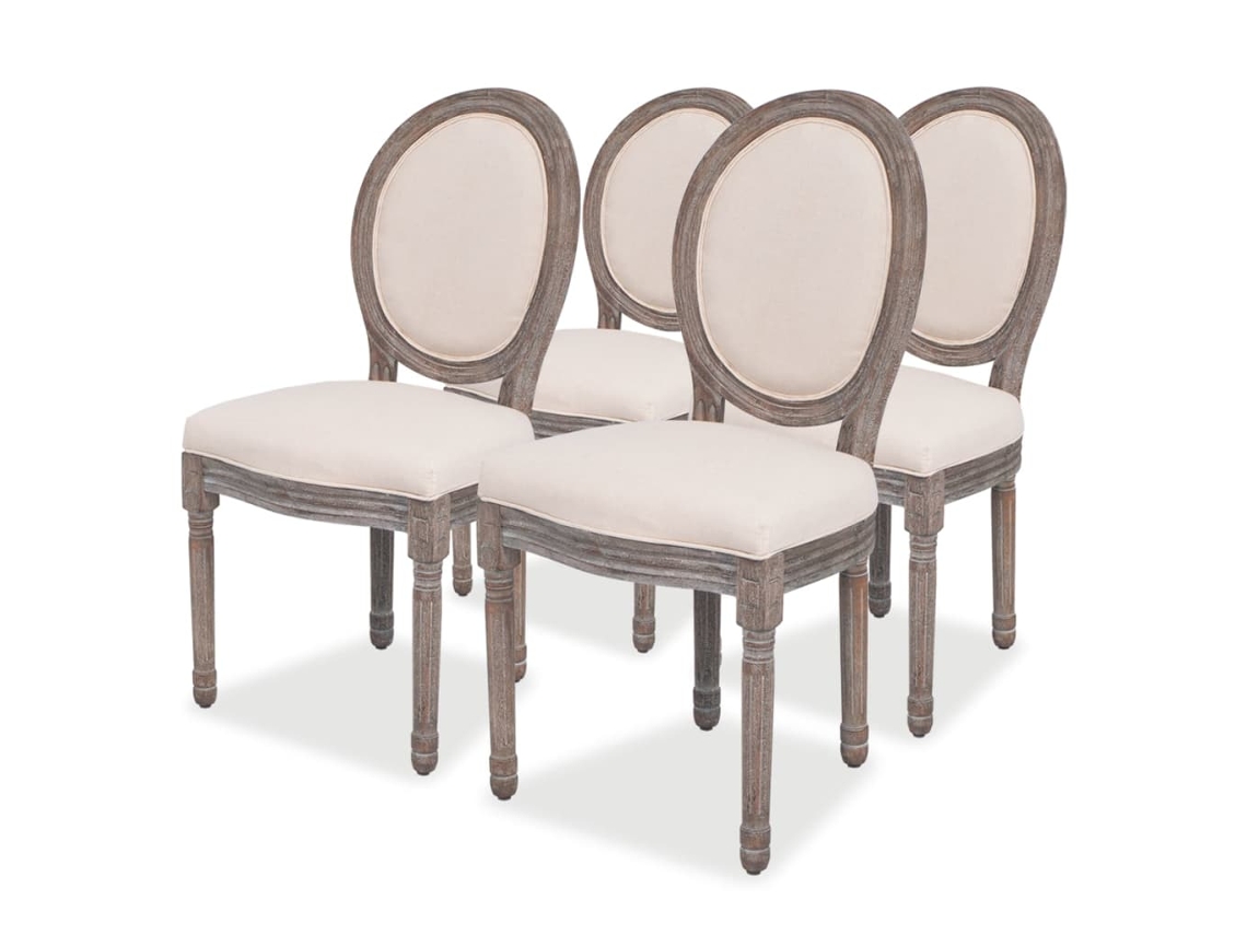 Vidaxl Cadeiras De Jantar 4 Pcs Tecido Cor Creme