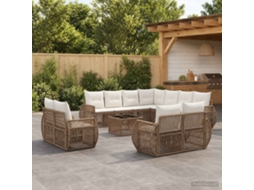 Vidaxl Conjunto De Sofá De Jardim 12 Unid. Bege E Branco Creme Vime Pe