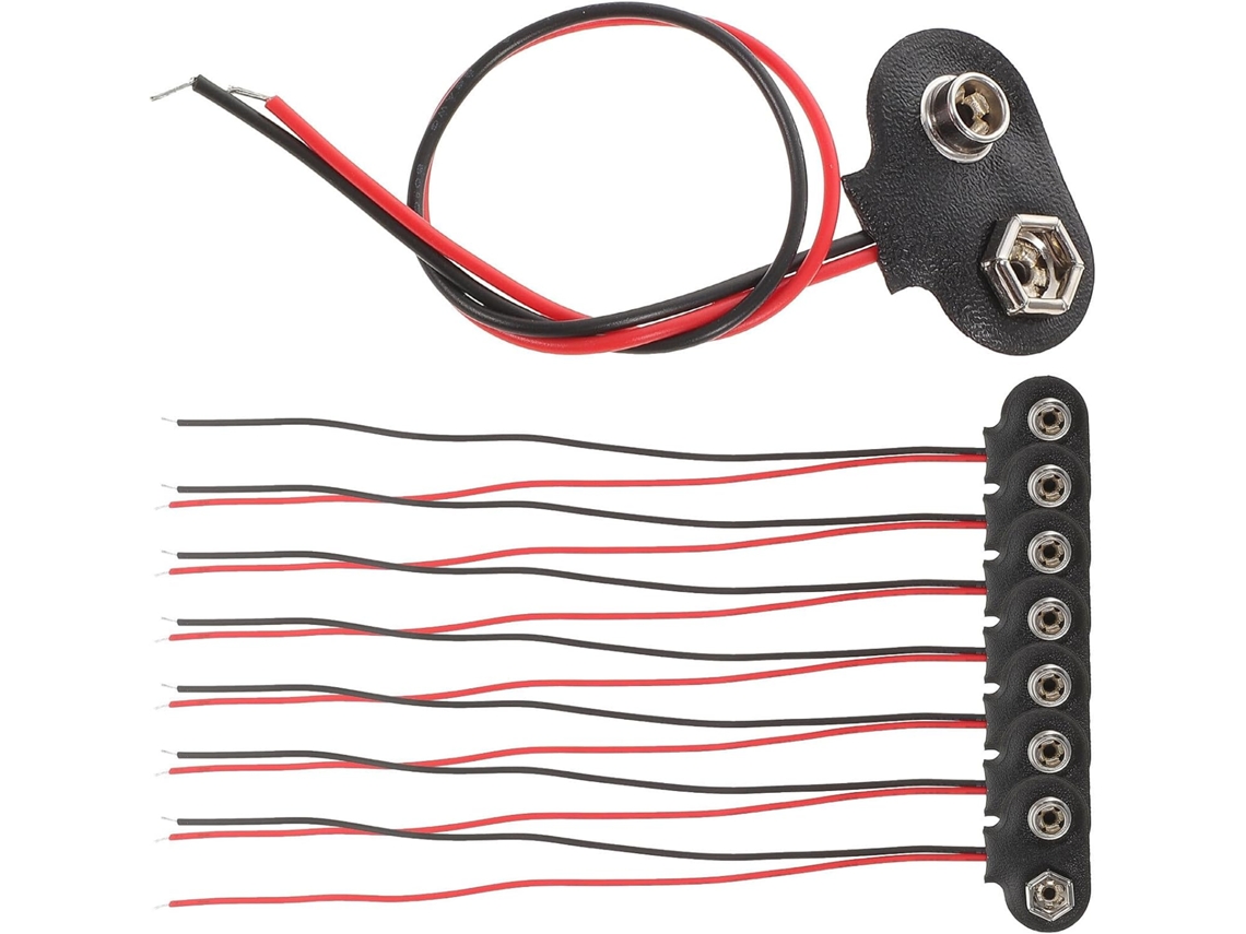 Lote Com 50 Cabos De Bateria Tipo T De 9v E 6cm Com Presilhas Para Proteção.