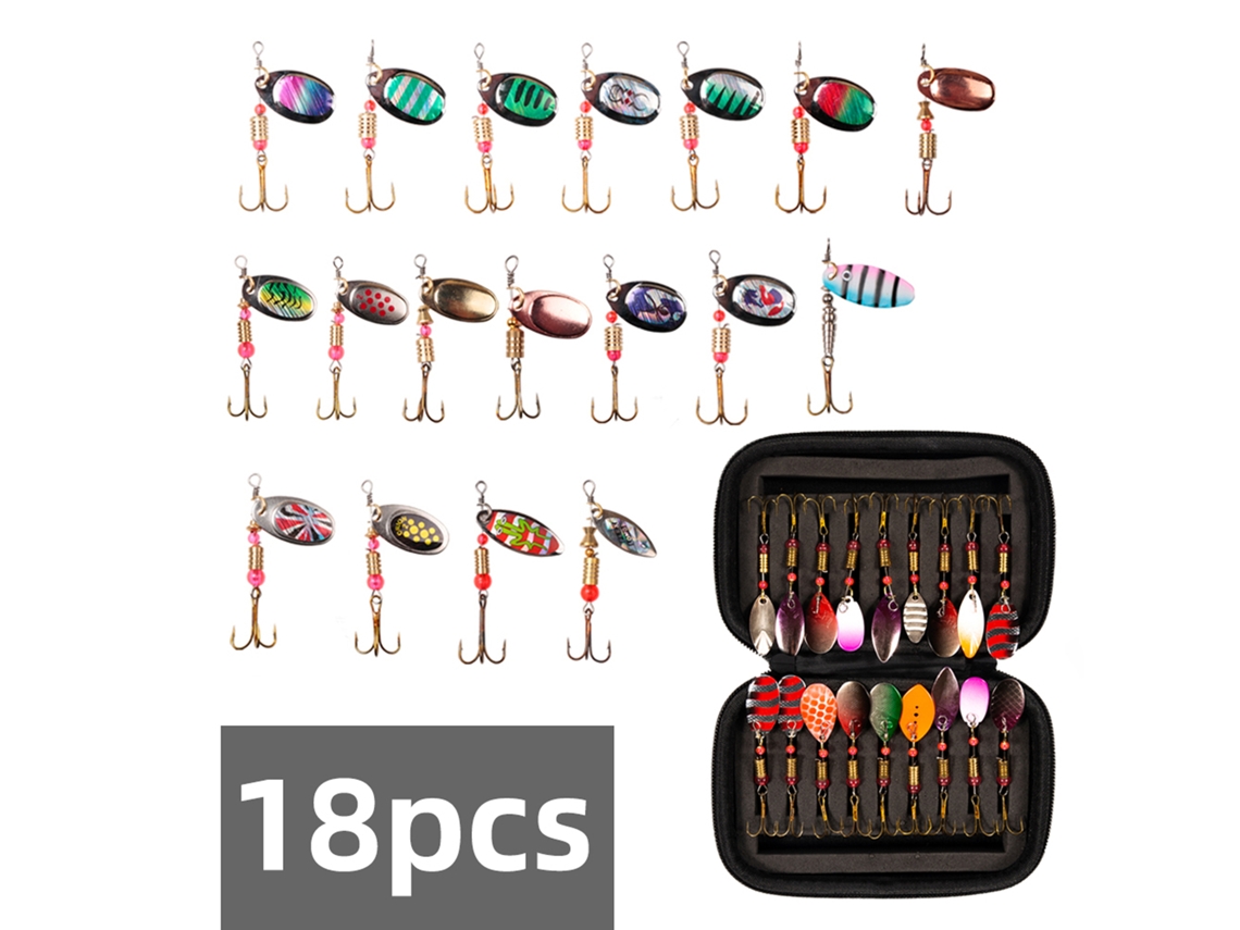 Conjunto 18 Iscas Spinner Pesca Metal Dura
