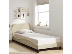 Vidaxl Estrutura De Cama Com Cabeceira Dover Tecido 80x200 Cm Creme