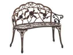 Banco de Jardim de 2 lugares, metálico, retrô, padrão floral, bronze, 100 x 54 x 78 cm S/MARCA